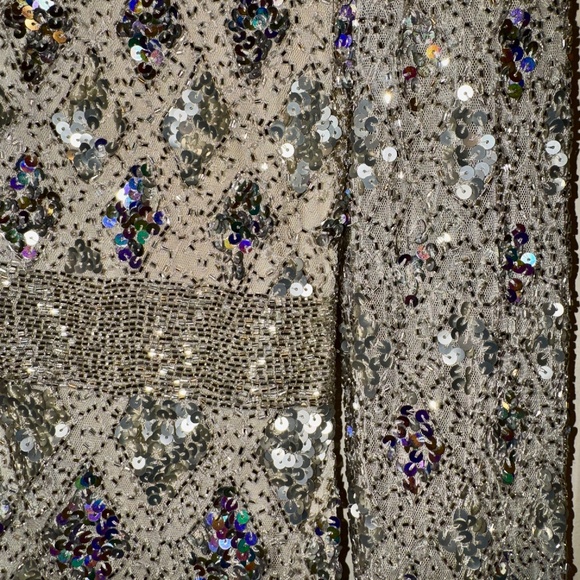 Mac Duggal Sequined long sleeved, floor length women's dress Nude Size 6 - Picture 4 of 5